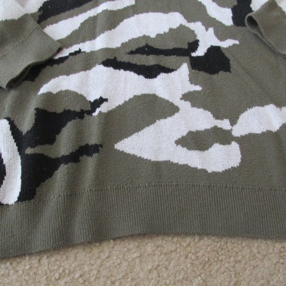 Merokeety Camouflage Sweater Womens Large‎ Green Long Sleeve Pullover Shirt Top - Picture 4 of 6